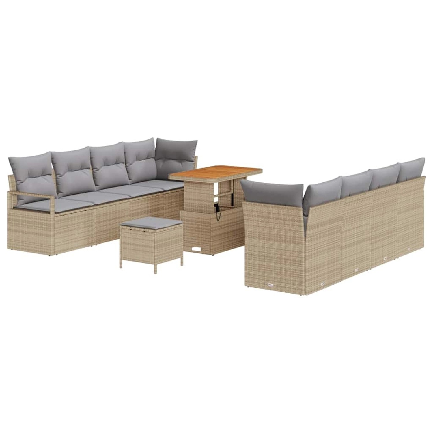 vidaXL 11-Teiliges Garten-Sofa-Set mit Kissen Beige aus Poly Rattan und Aka günstig online kaufen