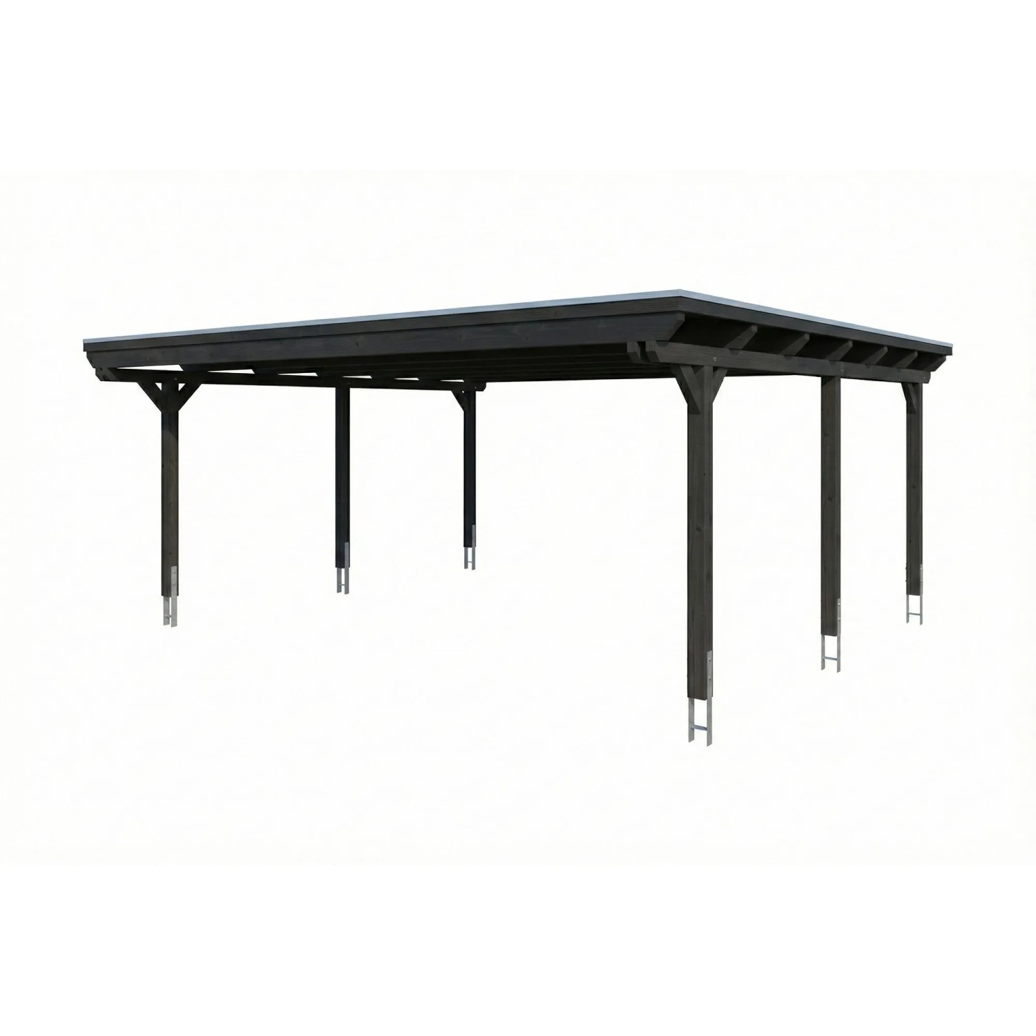 Skan Holz Carport Emsland Stahl-Dachplatten 609 cm x 604 cm Anthrazit
