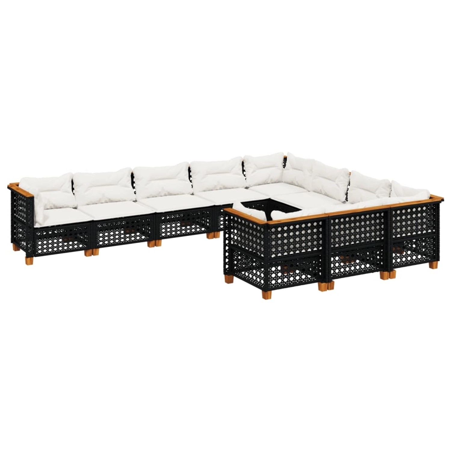 vidaXL 10-Tlg Garten-Sofagarnitur mit Kissen Schwarz Poly Rattan 3262034 günstig online kaufen