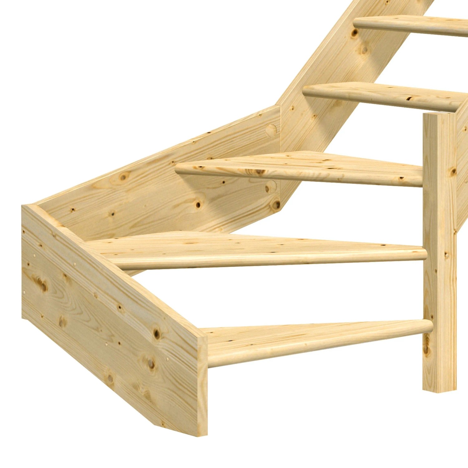 Dolle Raumspartreppe Paris, 1/4-gewendelt, Fichte mit Rechteckstabgeländer.