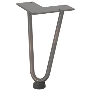 vidaXL Haarnadelbein für Couchtisch, 20 cm, aus Naturstahl, mit verstellbarem Nivellierfuß.