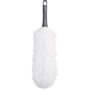 OBI Staubwedel, Mikrofaser, Ø 17 cm, 55 cm lang, mit grauem Griff und Aufhängeöse.