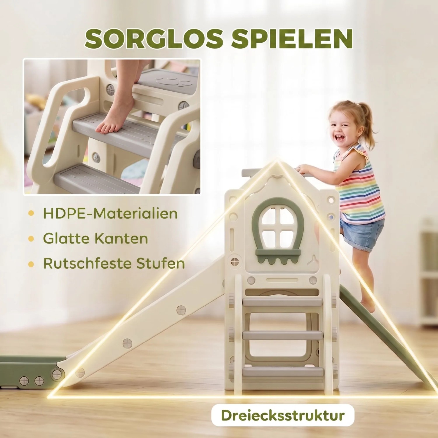 AIYAPLAY Kids Slide HDPE 191L x 100B x 84H cm Cremeweiß_7