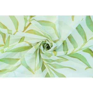 Transparenter, grüner Bricoflor Vorhang Soma mit Blätter-Muster und verdeckten Schlaufen.