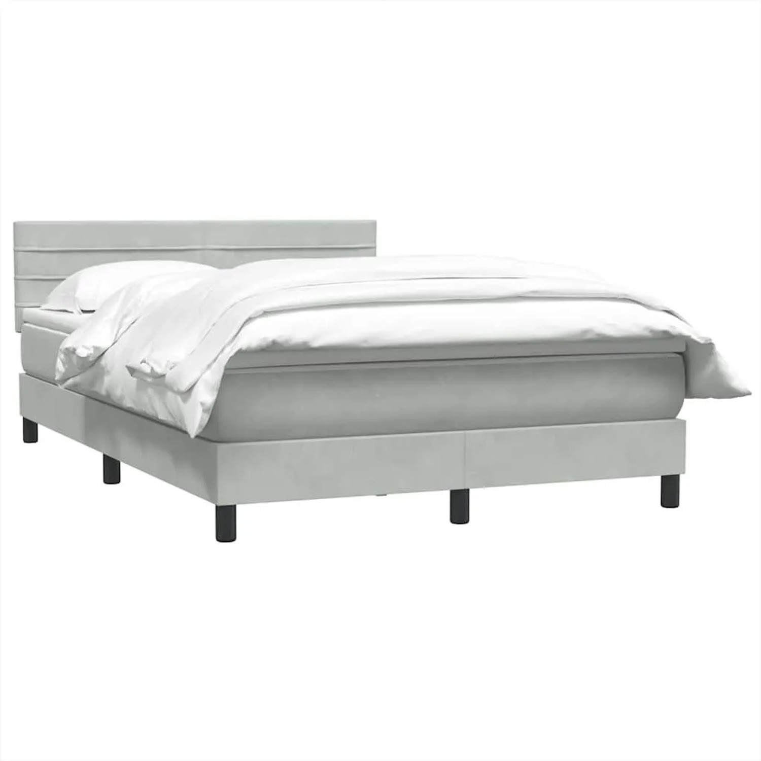 vidaXL Boxspringbett mit Matratze Hellgrau 160x220 cm Samt 3316359 günstig online kaufen