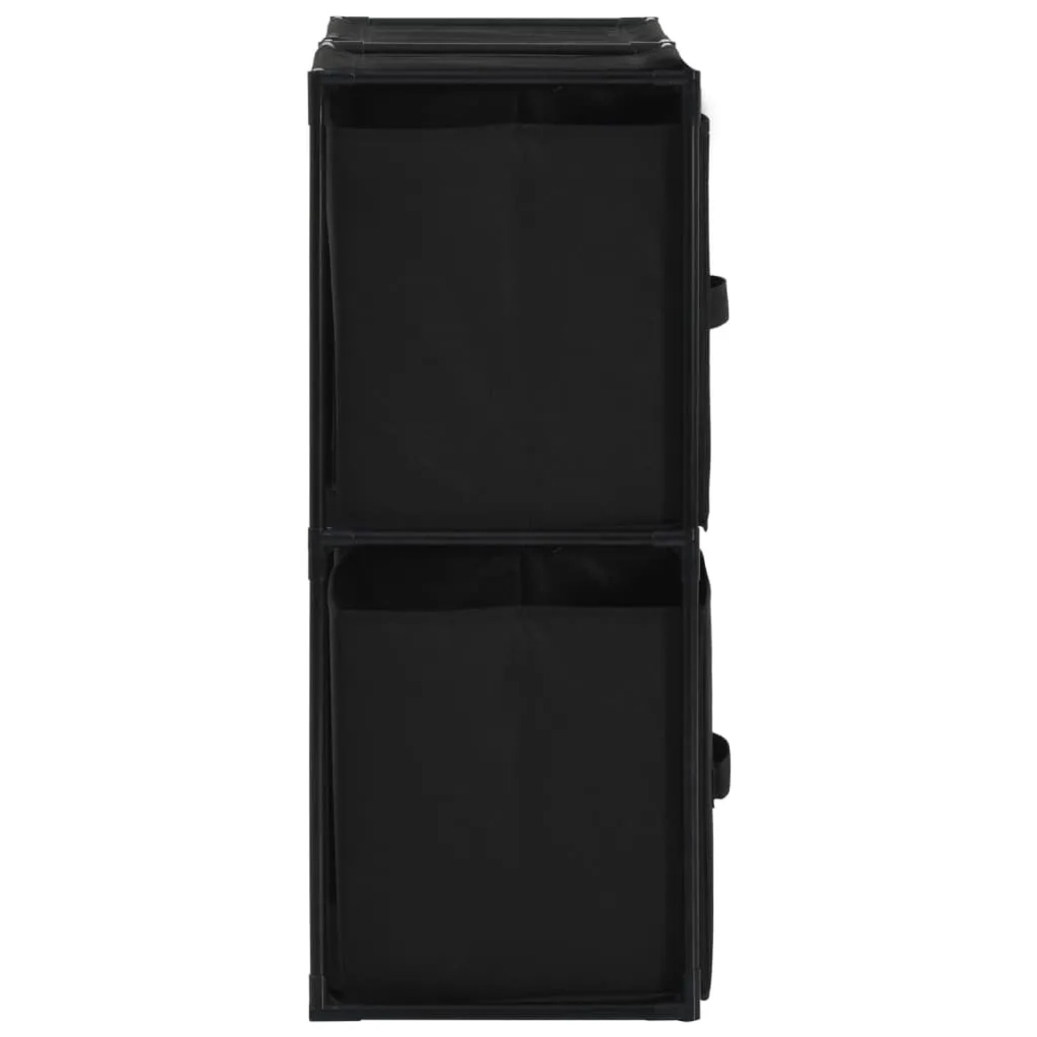 Schwarzer vidaXL Lagerschrank mit 4 Stoffkörben, ideal für Büro und Zuhause.
