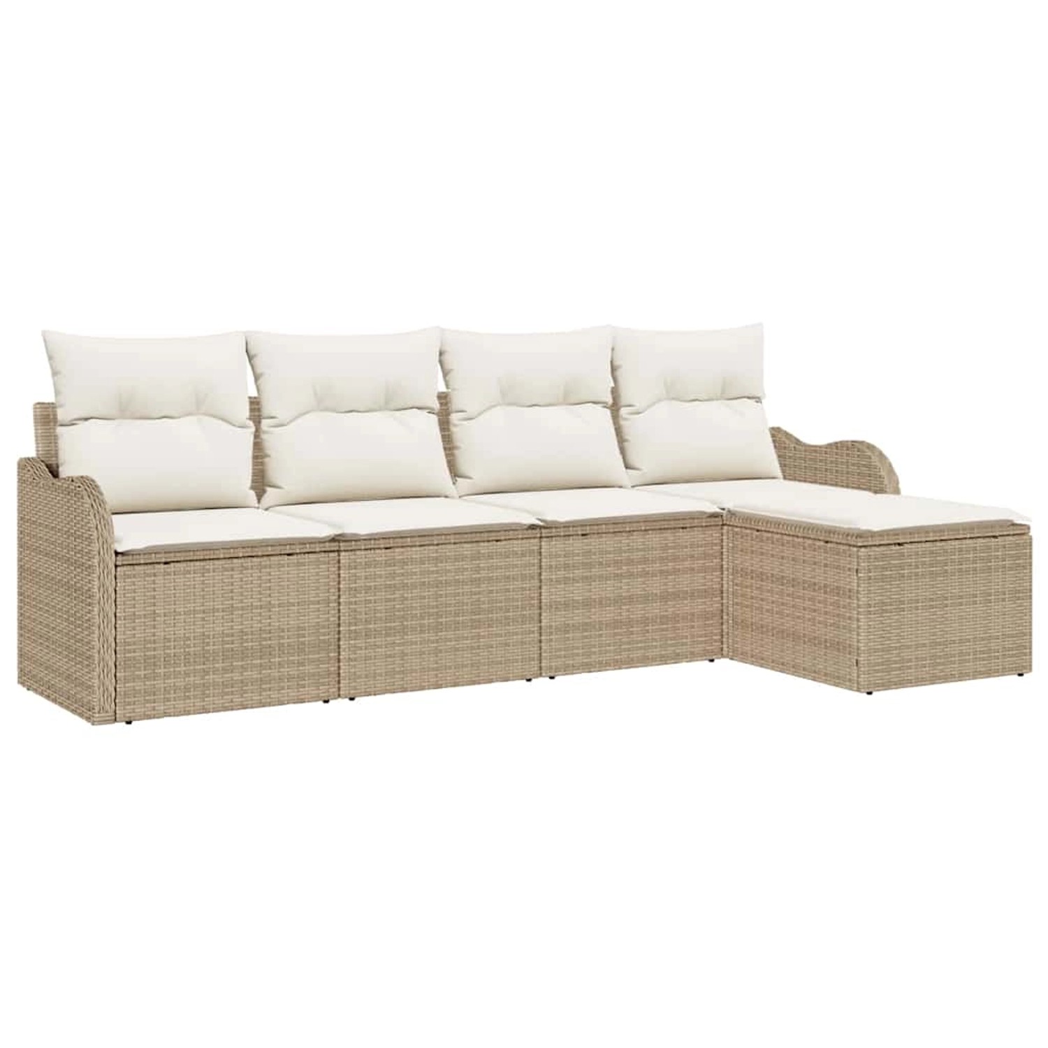 vidaXL Garten-Sofa-Set mit Kissen 5-Tlg Beige Poly Rattan 3345661 günstig online kaufen