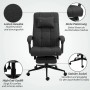 Ergonomischer Vinsetto Bürostuhl mit Fußstütze, Leinenoptik, Schwarz.
