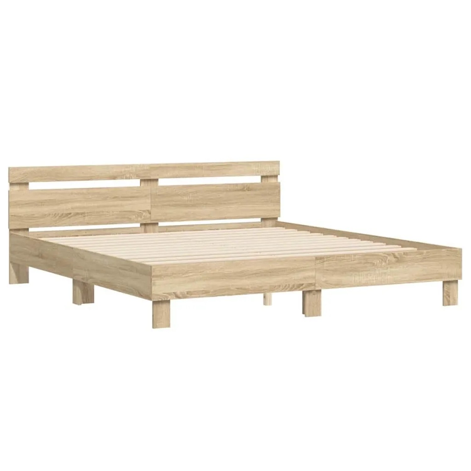 vidaXL Bettrahmen mit LED Sonoma 193 x 203 cm Holzwerkstoff 3402850