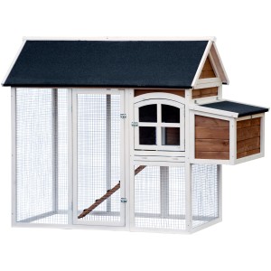 XL Hühnerstall mit Freigehege aus FSC®-Holz, 180x90x145 cm. Ideal für Hühner oder Kleintiere.