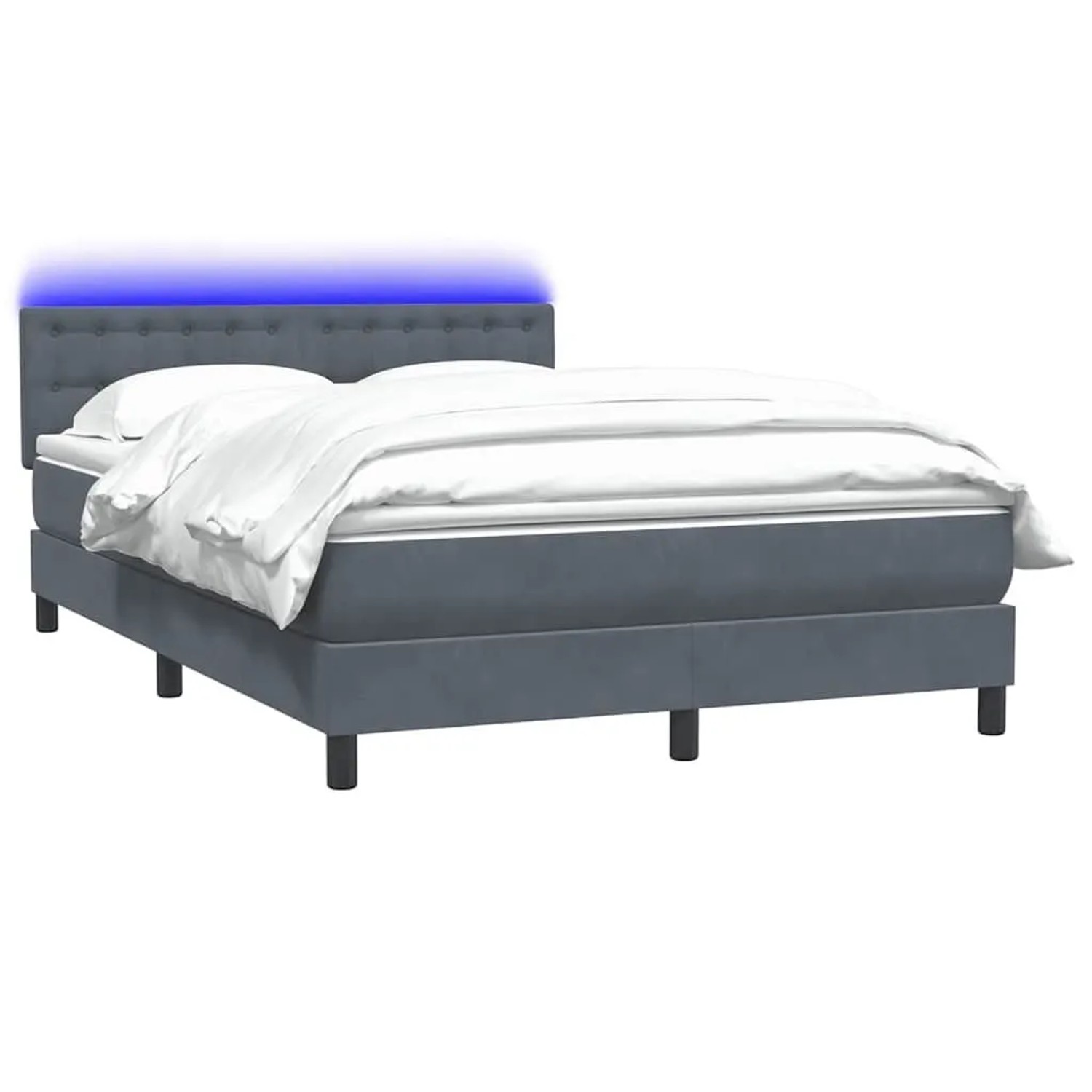 vidaXL Boxspringbett mit Matratze & LED Dunkelgrau 160x220 cm Samt 3317320 günstig online kaufen
