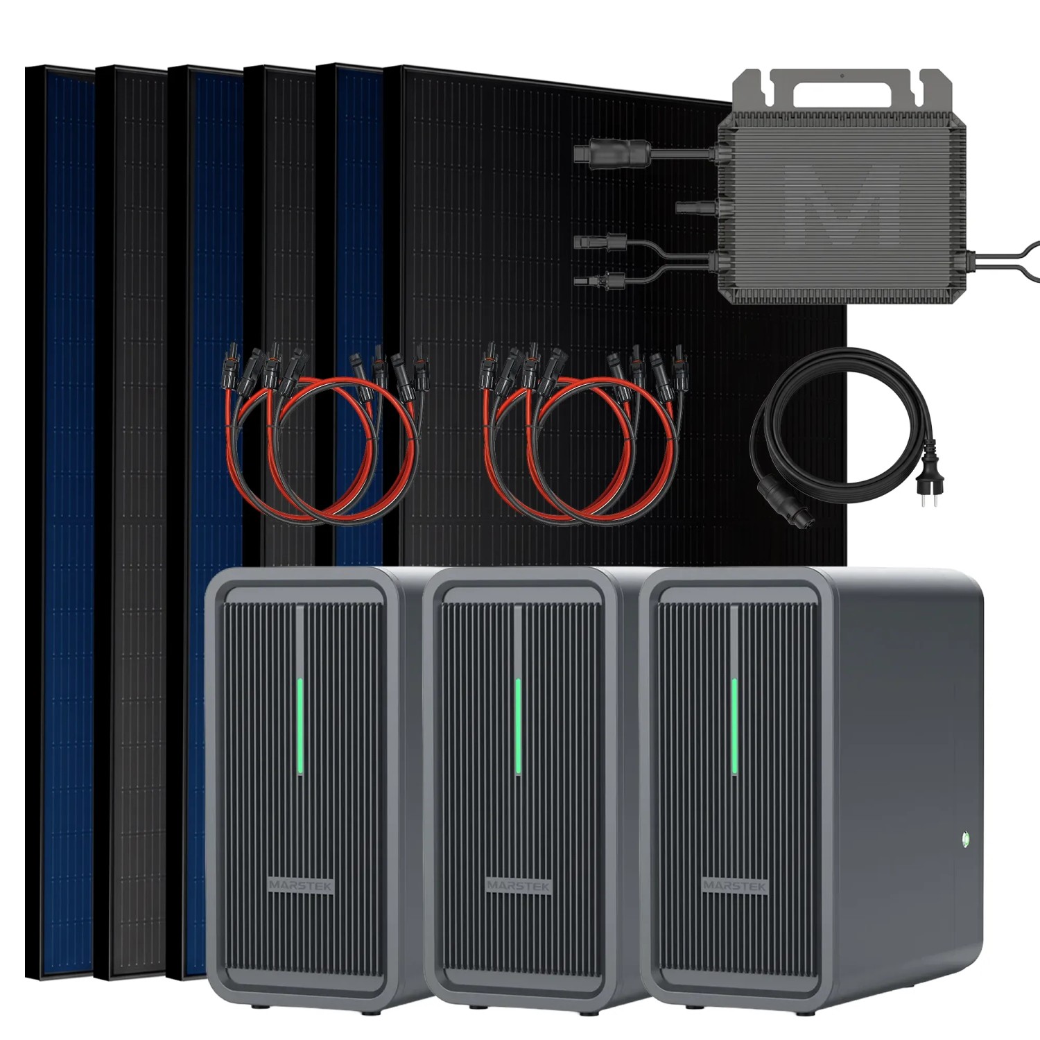 SUNNIVA Balkonkraftwerk 3000W mit 3 Marstek B2500-D 2,24kWh Solarspeicher Wechselrichter inkl.5m Kabel 6x500W Solarmodul...