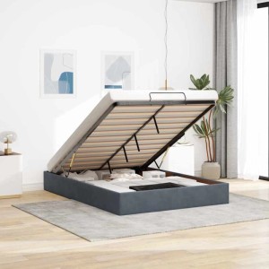 vidaXL Ottoman-Bett ohne Matratze Dunkelgrau 140x200 cm Samt 3310968