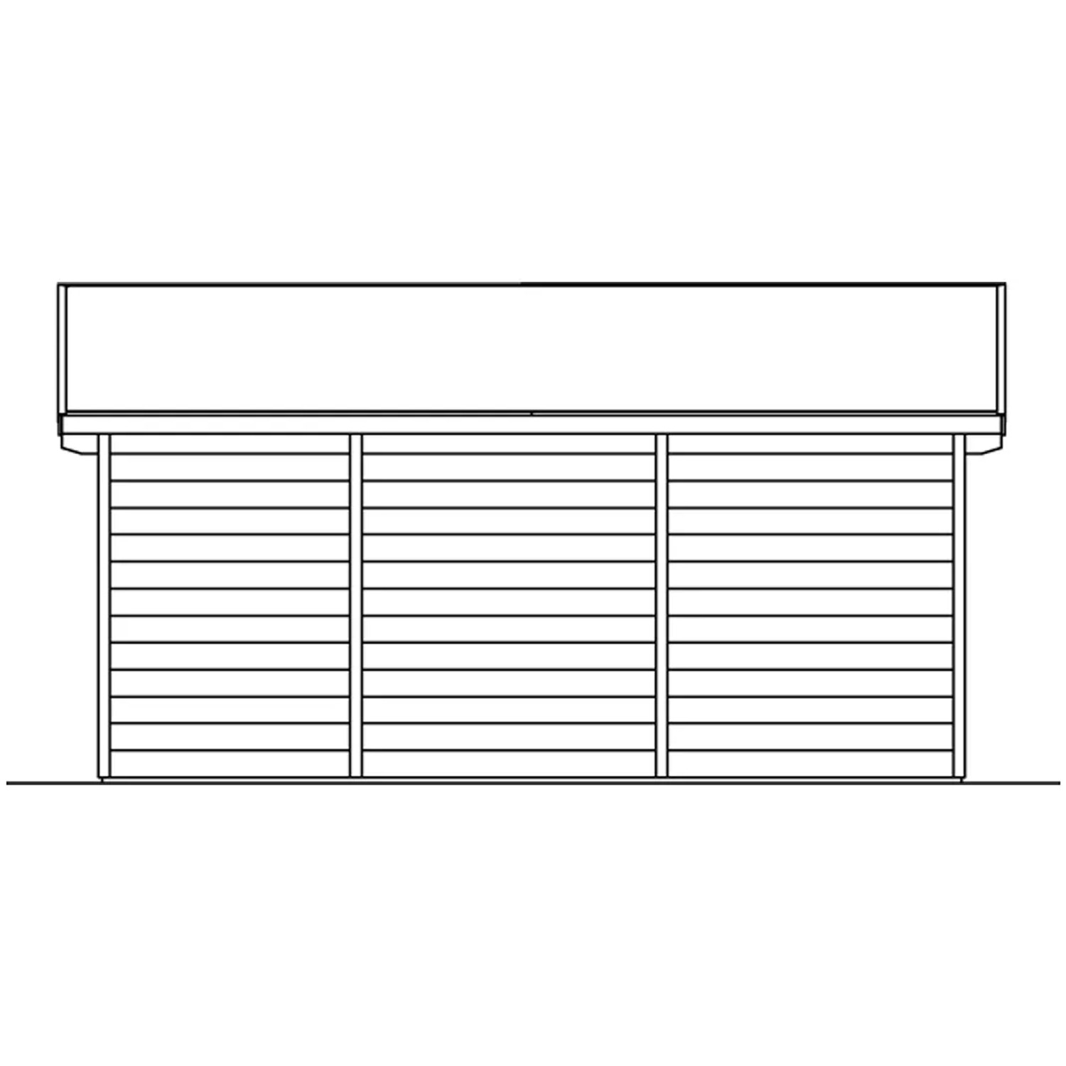 Skizze: Skan Holz Gartenhaus Unterstand Knut, 430x250cm, unbehandeltes Holz.