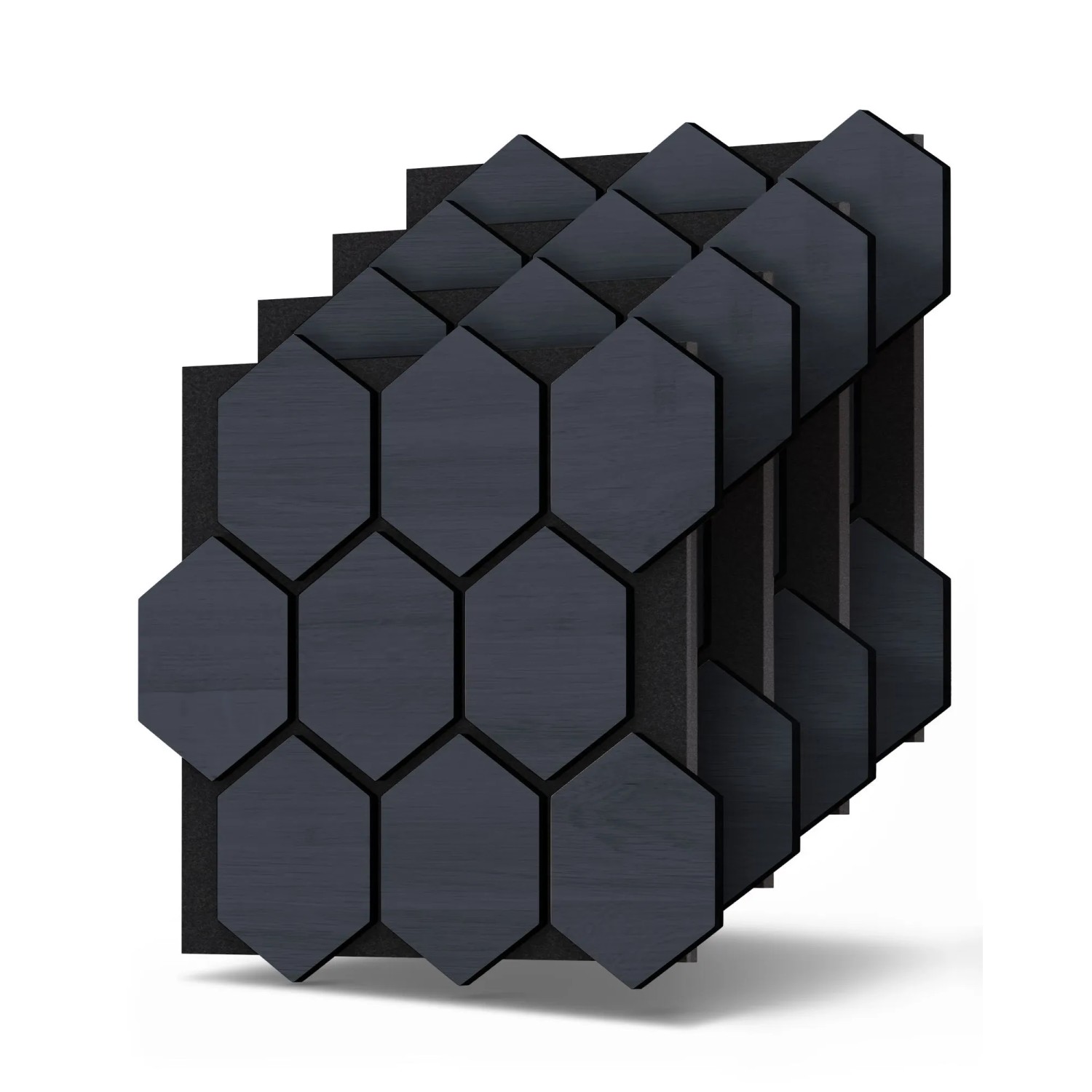 Dalsys 4x Akustikpaneele 76x62cm mit Hexagon-Muster Eiche Schwarz