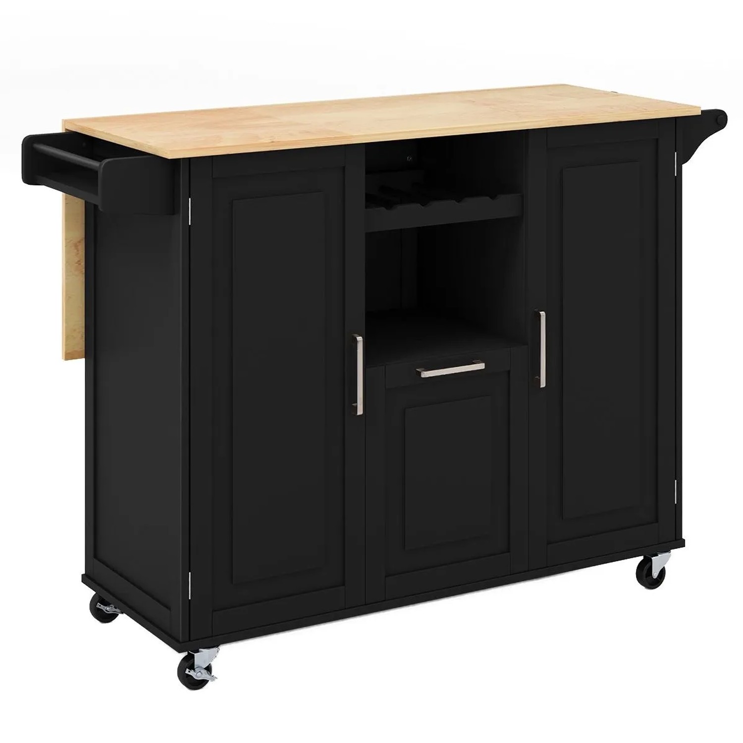 Costway Küchenwagen Auf Rollen Klappbarer Arbeitsplatte Schwarz günstig online kaufen