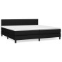 Schwarzes vidaXL Boxspringbett (200x200 cm) mit Matratze und Kopfteil.