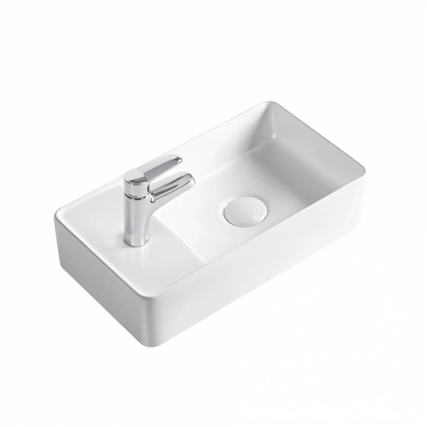 Stilform Gäste WC Waschbecken SOHO 2.0 in 46 x 25 x 12 cm aus Feinster Keramik für Wandmontage oder als Aufsatzwaschbecken mit Hahnloch