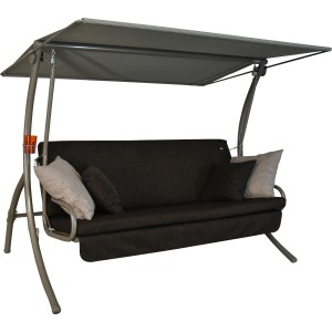 Angerer Hollywoodschaukel Drift Smart 3-Sitzer Coffee mit Liegefunktion und Kissen.