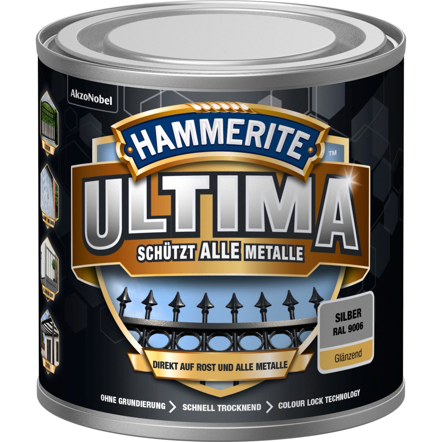 Hammerite Ultima Premium Metall-Schutzlack glänzend Silber 250 ml
