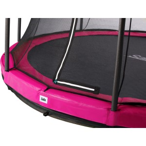 Detailansicht: Pinkes Salta Comfort Edition Ground Trampolin (ø 213 cm) mit Sicherheitsnetz.