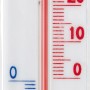 Weißes Kühlschrankthermometer mit roter Flüssigkeit und Temperaturskala zum Aufhängen.