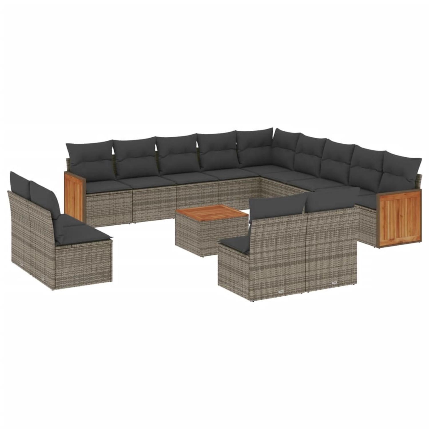 vidaXL 14-Tlg Garten-Sofagarnitur mit Kissen Grau Poly Rattan 3260576 günstig online kaufen
