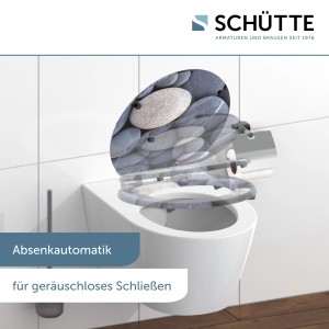 Schütte WC-Sitz Grey Stones mit Absenkautomatik auf einem WC-Becken.
