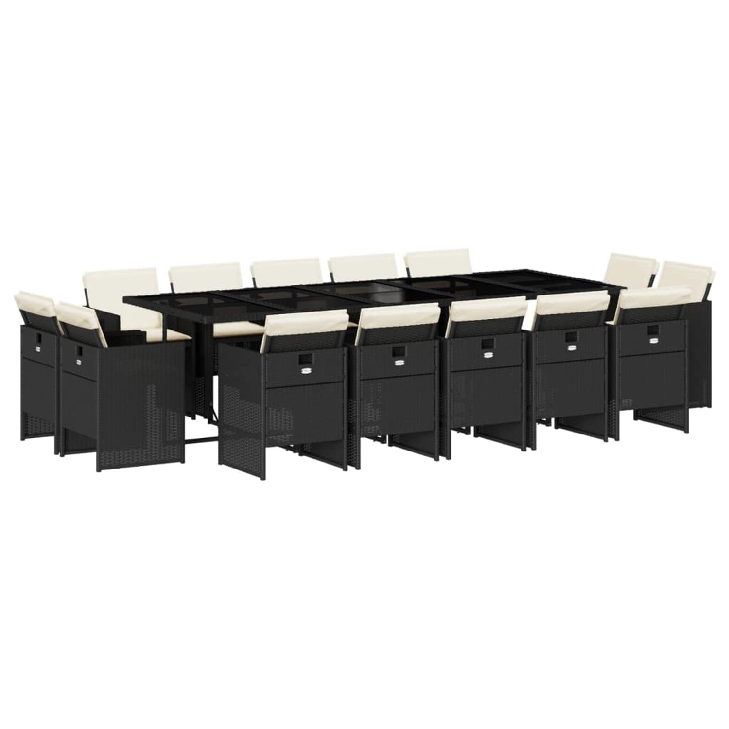vidaXL 15-Tlg Garten-Essgruppe mit Kissen Schwarz Poly Rattan 3210690 günstig online kaufen
