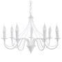 Weißer Sollux Lighting Kronleuchter Minerwa 7 mit sieben Leuchten im Kerzen-Design.