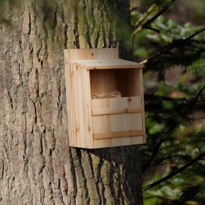 Relaxdays Nistkasten Bausatz Tannenholz Natur Mit Türverriegelung 36 cm x 22 cm x 21 cm 1,3 kg