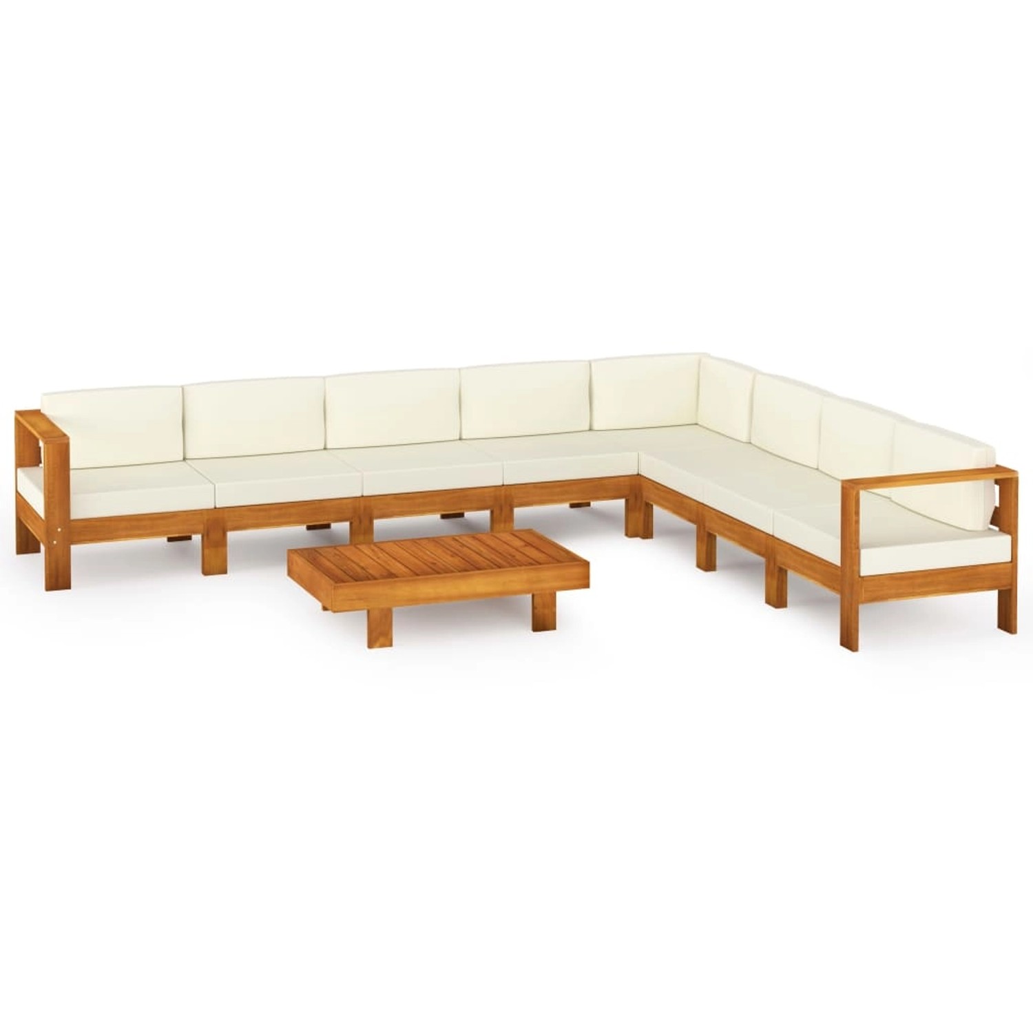 vidaXL 9-tlg Garten-Lounge-Set mit Creme Auflagen Massivholz Akazie Modell 3