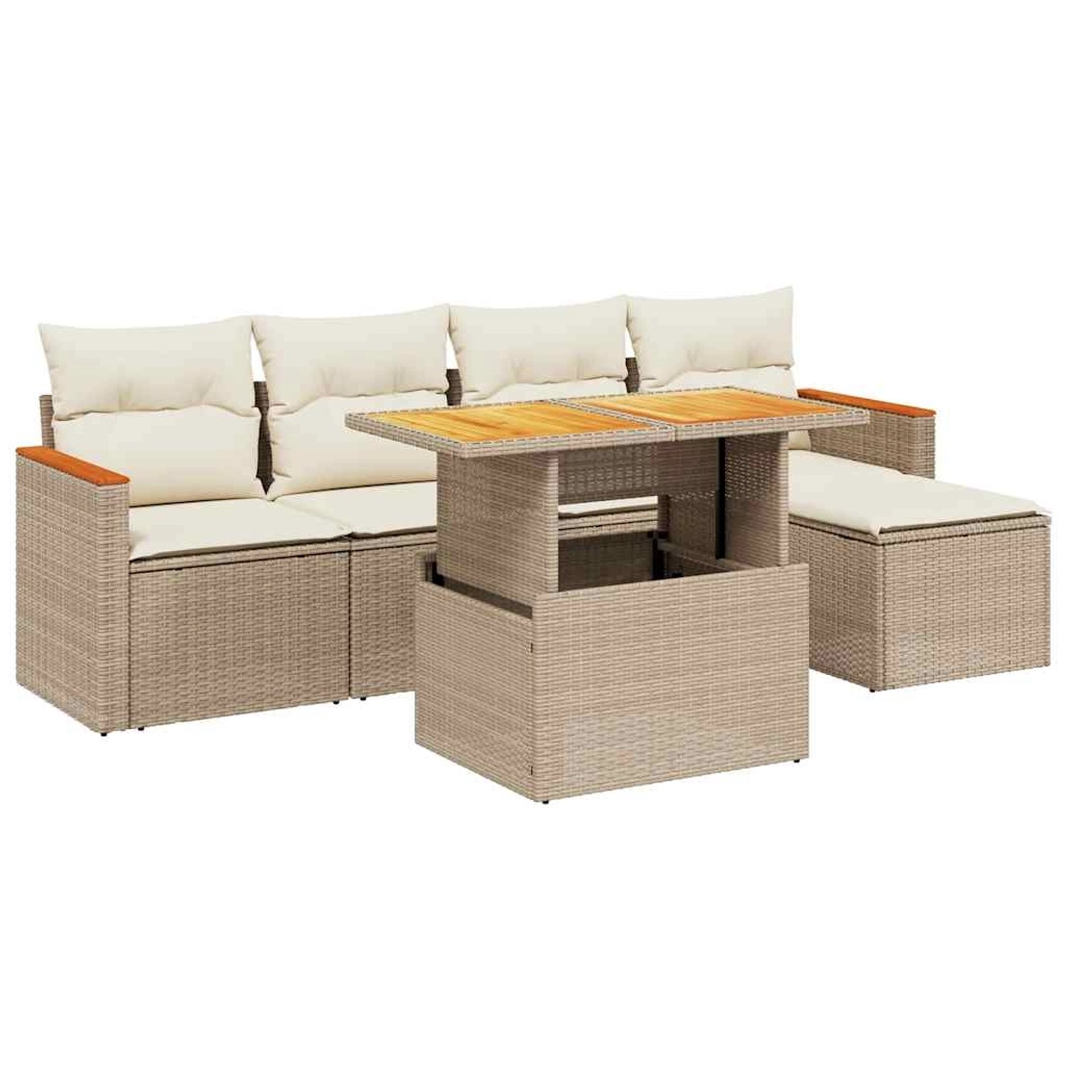 vidaXL 6-Tlg Garten-Sofagarnitur mit Kissen Beige Poly Rattan 3276033 günstig online kaufen
