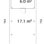 Grundriss Palmako Carport Karl mit Geräteraum, Maße 315x732 cm, naturbelassen.