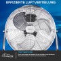 TroniTechnik Bodenventilator Windmaschine, ⌀45cm, drei Geschwindigkeitsstufen, silberfarben.