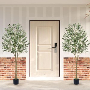 Costway 2er Set Künstliche Olivenbaum Kunstpflanze 180 cm Zimmerpflanze