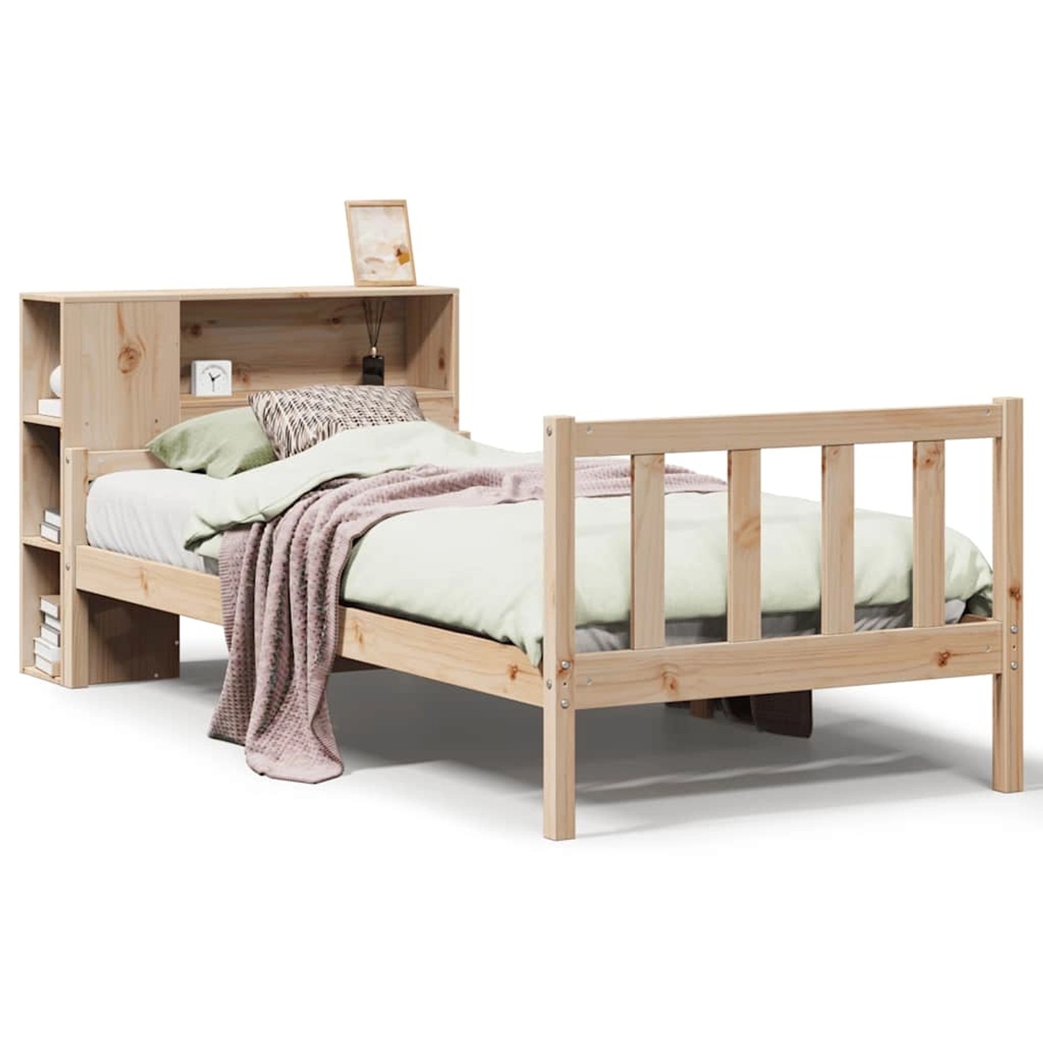 vidaXL Massivholzbett mit Regal ohne Matratze 90x190 cm Kiefer 3322107 günstig online kaufen