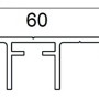 Technische Zeichnung: T&J Universalsystem 60-Uni-Mittelprofil mit Dichtung, Aluminium, 6000 mm.
