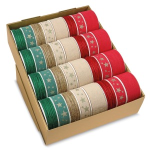 Mehrfarbiges Leinen- & Kordelband Set für Weihnachten, 32-teilig sortiert.