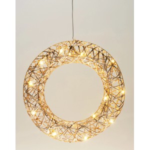 Goldener LED Deko-Kranz für Weihnachten, 30cm, mit warmweißen Lichtern für Innen.