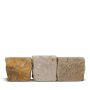 Galamio Sandsteinpflaster, 6/8 cm, gesägt und gebrochen, in Beige- und Gelbtönen.