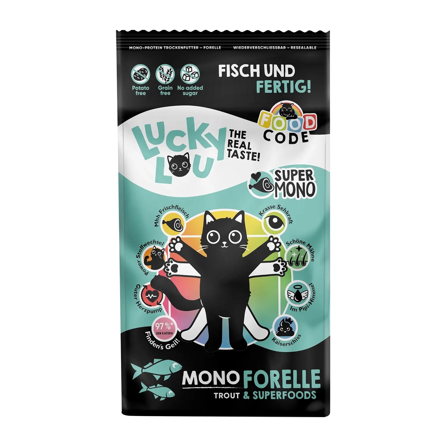 Lucky Lou Katzen-Trockenfutter FC Mono Forelle 340 g