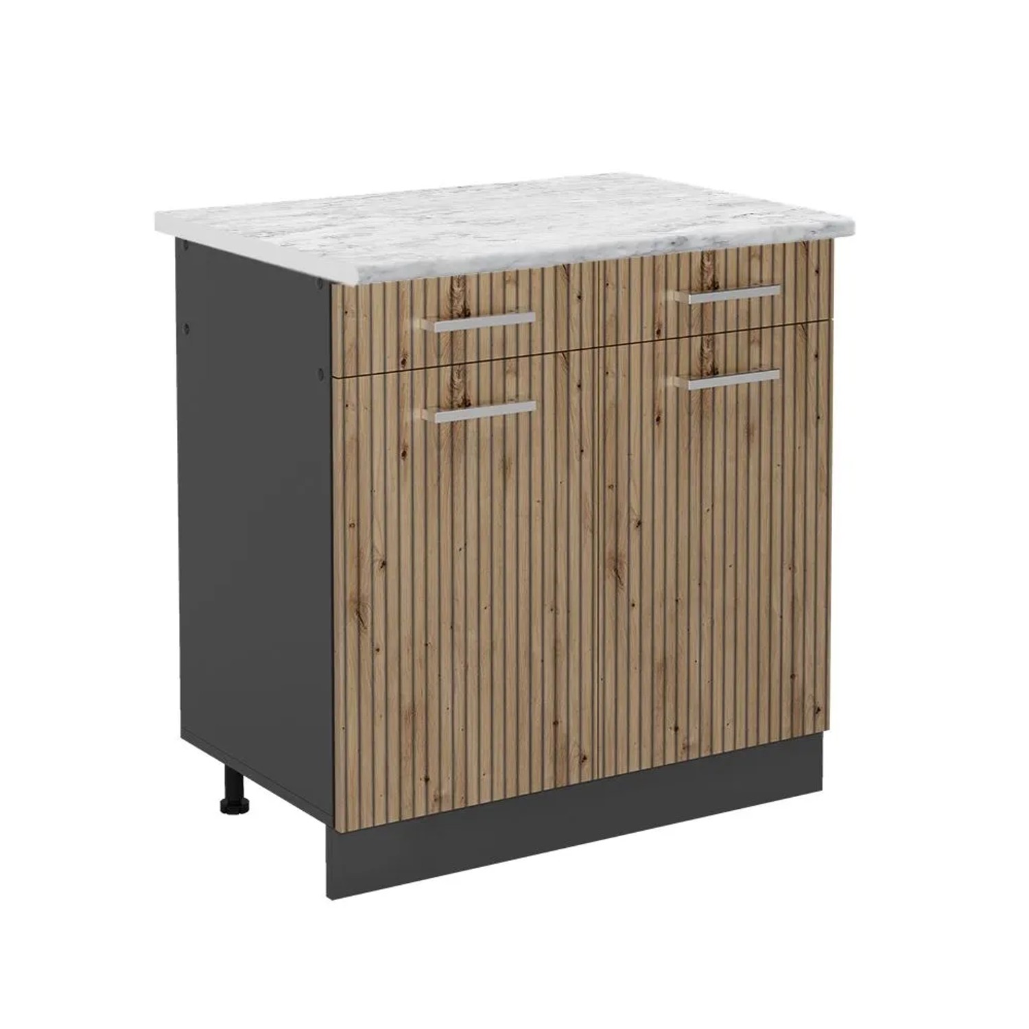 Vicco Küchenunterschrank R-Line Artisan-Eiche Anthrazit 80 cm AP Marmor Opt2