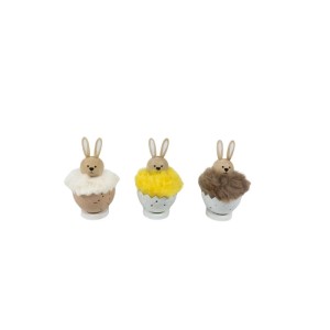 Boltze Dekoaufsteller Mignon, 3-fach sortiert, je 1 Stück. Dekorative Hasenfiguren in Ei-Form, verschiedene Farben.