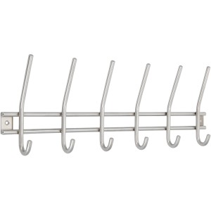 Siro Hakenleiste aus Edelstahl, 460mm lang, mit 6 Haken. Ideal für Garderobe.