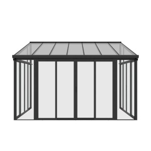 Home Deluxe Wintergarten AMARIS, Pavillon mit anthrazitfarbenem Aluminiumrahmen und transparenten Wänden.