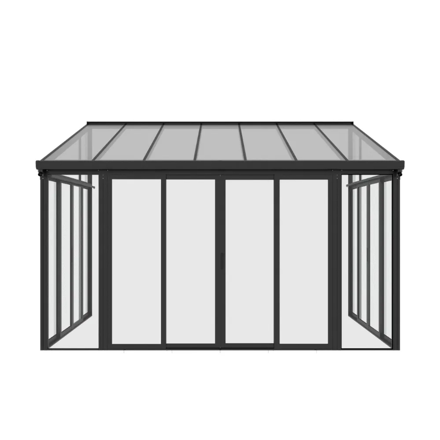 Home Deluxe Wintergarten AMARIS, Pavillon mit anthrazitfarbenem Aluminiumrahmen und transparenten Wänden.
