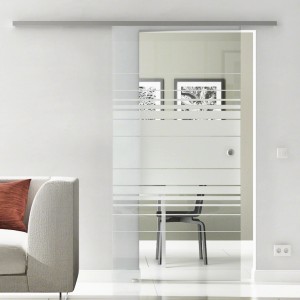 Levidor Glasschiebetür Hamburg, 102,5x205cm, Edelstahl, mit Griffmuschel und SoftClose.