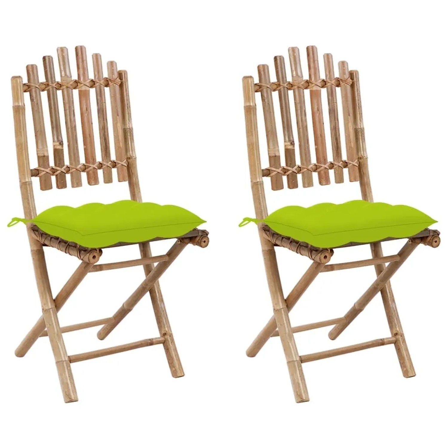 Furnicato Gartenstuhl Set 2 Stück Klappbar Mit Kissen Hellgrün 50 X 42 X 92 Cm