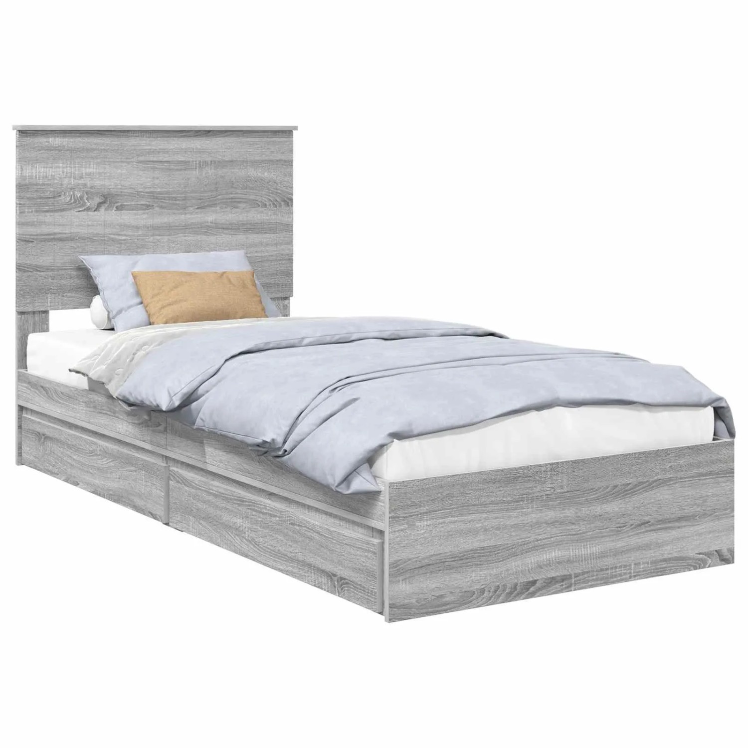 vidaXL Stauraumbett Grau Sonoma 90 x 200 cm Holzwerkstoff 3411248 günstig online kaufen